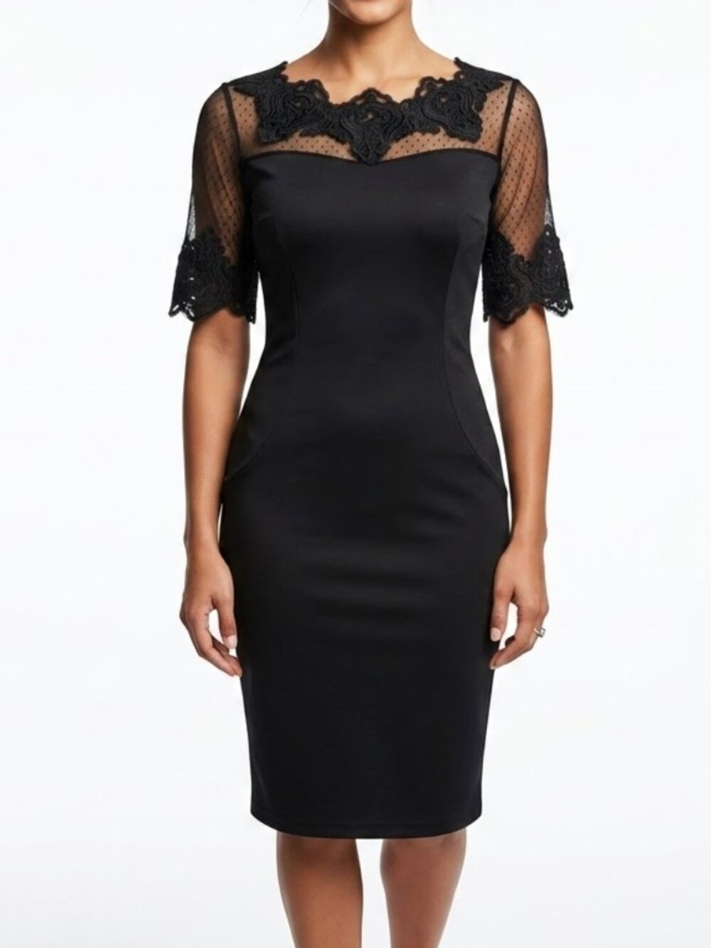Unbranded Romantic Goth Mesh Lace Illusion Sheath Dress S